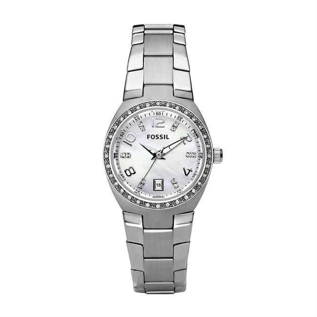 Womens Serena Colleague Quartz Stainless Steel Three-Hand Date Watch, Color: Silver Glitz (Model: AM4141)