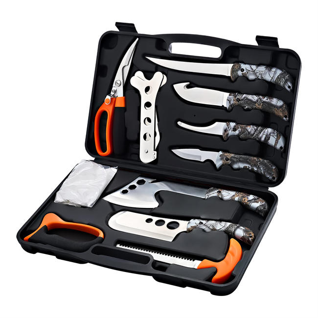 Hunting Deer Knife Set Field Dressing Kit Portable Butcher Game Processor Set, 12 Pieces